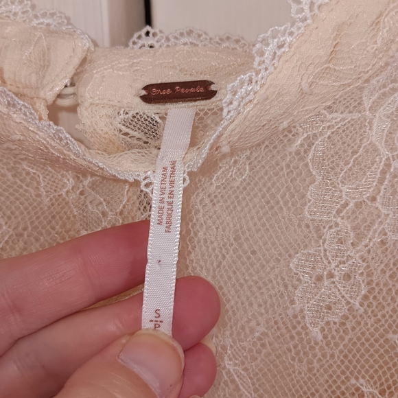 Free People Secret Admirer Mock Neck  Cream Lace Top. Size S. - Picture 5 of 15